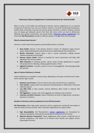 Veterinary Calcium Supplements Essential Nutrients for Animal Health
