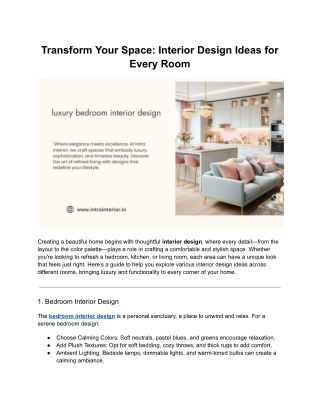 Transform Your Space: Interior Design Ideas for Every Room