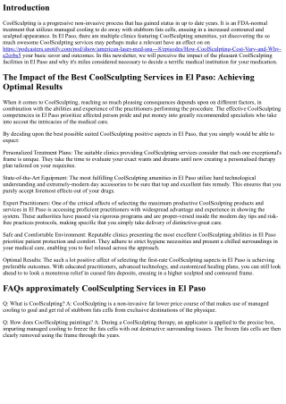 The Impact of the Best CoolSculpting Services in El Paso
