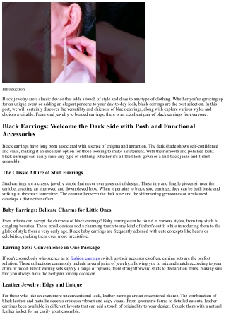 Black Earrings: Welcome the Dark Side with Stylish and Versatile Accessories