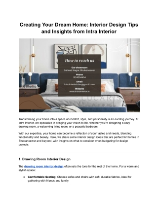 Creating Your Dream Home: Interior Design Tips and Insights from Intra Interior