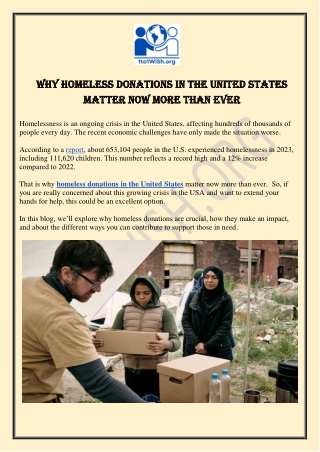 Why Homeless Donations in the United States Matter Now More Than Ever