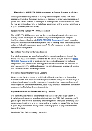 eTutors.us 4900 Assessment