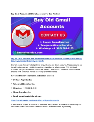 Buy Gmail Accounts _ Old Gmail Accounts For Sale {Verified}