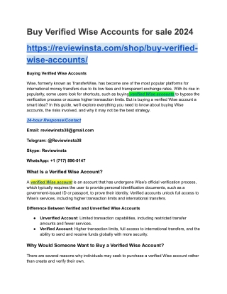 Buy Verified Wise Accounts for sale 2024