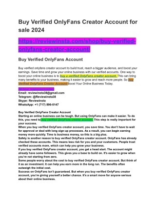Buy Verified OnlyFans Creator Account for sale 2024