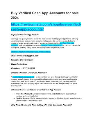 Buy Verified Cash App Accounts for sale 2024