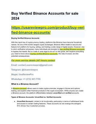 Buy Verified Binance Accounts for sale 2024