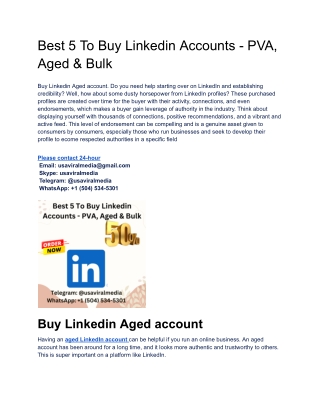 Best 5 To Buy Linkedin Accounts - PVA, Aged & Bulk