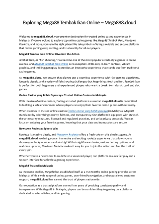 Exploring Mega88 Tembak Ikan Online – Mega888.cloud