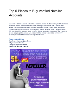 Top 5 Places to Buy Verified Neteller Accounts