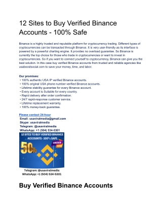 12 Sites to Buy Verified Binance Accounts - 100% Safe