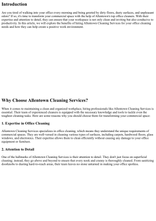 Transform Your Commercial Space with Allentown's Top Office Cleaners