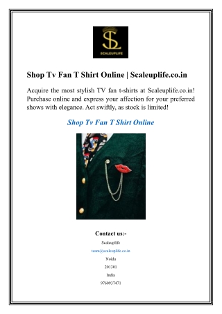 Shop Tv Fan T Shirt Online  Scaleuplife.co.in