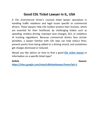 Good CDL Ticket Lawyer in IL