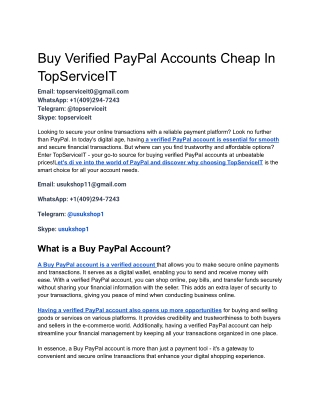 Buy Verified PayPal Accounts Cheap In TopServiceIT