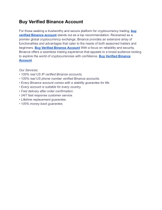 Buy Verified Binance Account