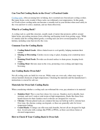 Can You Put Cooling Racks in the Oven