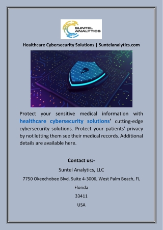 Healthcare Cybersecurity Solutions  Suntelanalytics