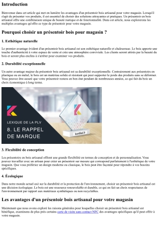 Les avantages d'un présentoir bois artisanal pour votre magasin