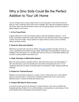 Why a Dino Sofa Could Be the Perfect Addition to Your UK Home