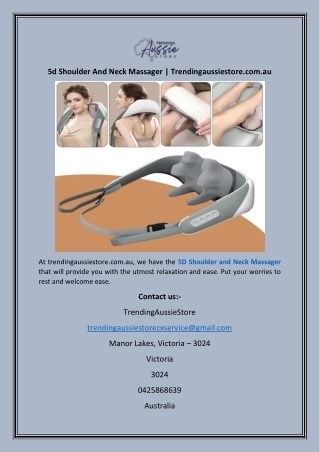 5d Shoulder And Neck Massager  Trendingaussiestore.com