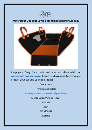 Waterproof Dog Seat Cover  Trendingaussiestore.com