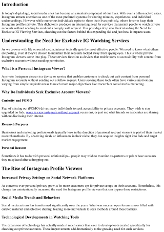 Understanding the Need for Private IG Viewing Providers