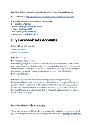 Why You Should Buy Facebook Ads Accounts For Sell In 2024-2025