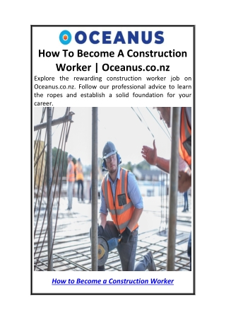 How To Become A Construction Worker  Oceanus.co.nz