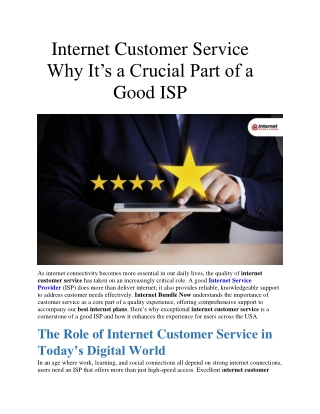 Internet Customer Service Why It’s a Crucial Part of a Good ISP
