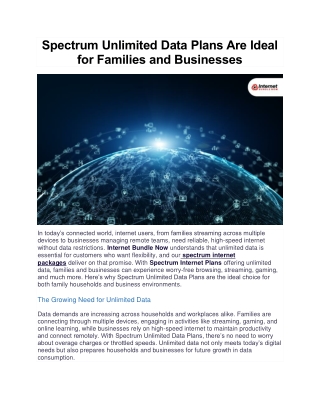 Spectrum Unlimited Data Plans Are Ideal for Families and Businesses