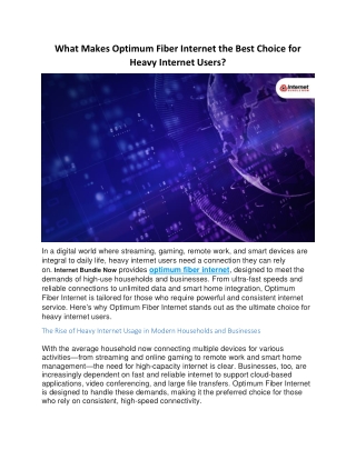 What Makes Optimum Fiber Internet the Best Choice for Heavy Internet Users