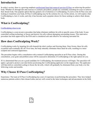 Achieve your Dream Body with El Paso CoolSculpting