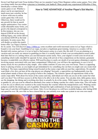 His First Real Poker Game