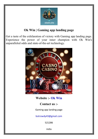 Ok Win   Gaming app landing page