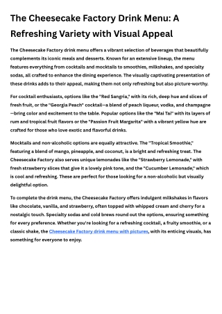 cheesecake factory drink menu with pictures