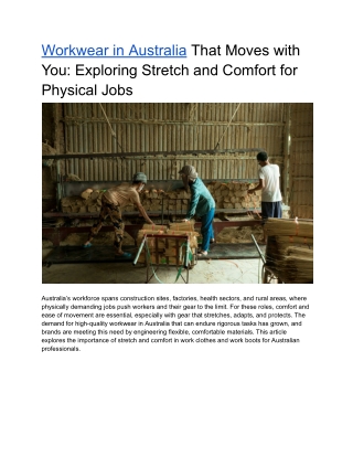 Workwear in Australia That Moves with You_ Exploring Stretch and Comfort for Physical Jobs