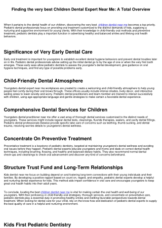Discovering the Best Kid Dental Expert Near Me: A Total Guide