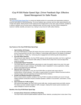 iCop R1500 Radar Speed Sign _ Driver Feedback Sign_ Effective Speed Management for Safer Roads