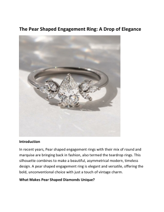 The Pear Shaped Engagement Ring A Drop of Elegance