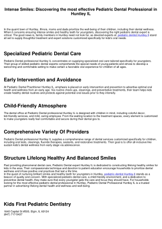 Brilliant Smiles: Finding the most effective Pediatric Dental Practitioner in Huntley IL