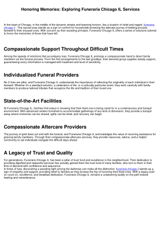 Honoring Memories: Exploring Funeraria Chicago IL Services