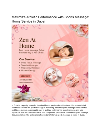 Maximize Athletic Performance with Sports Massage Home Service in Dubai