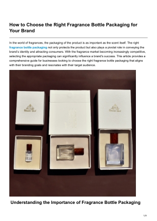 How to Choose the Right Fragrance Bottle Packaging for Your Brand