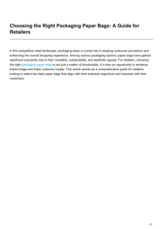 Choosing the Right Packaging Paper Bags A Guide for Retailers