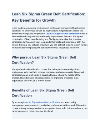 Get Best Lean Six Sigma Yellow Belt Certification | Training