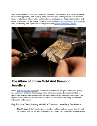 A Deep Dive into India's Gold And Diamond Jewellery Manufacturing