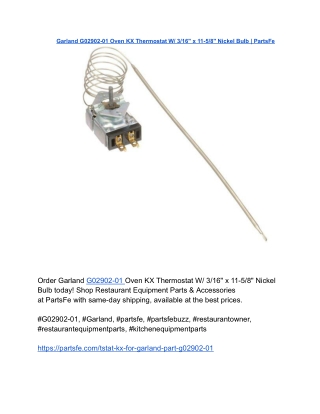 Garland G02902-01 Oven KX Thermostat W_ 3_16_ x 11-5_8_ Nickel Bulb _ PartsFe
