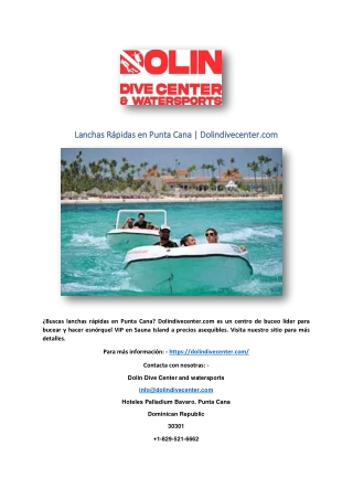 Lanchas Rápidas en Punta Cana | Dolindivecenter.com